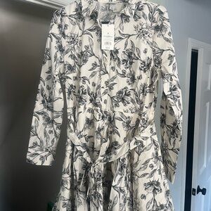 a new day Black and White Floral Long Sleeve Dress